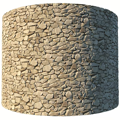Cylindrical Stone Construction Element With Irregular Stacked Stones And Rustic Texture 3d model