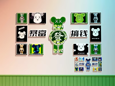 Chess and card room decorative painting Chess and card room clock-in wall Mahjong hall clock-in wall 3d model