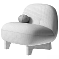Modern Single Sofa With Curved Design Cozy Fabric Wooden Legs And Small Round Pillow