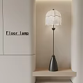 Modern Floor Lamp With White Tassel Shade And Black Stand Design