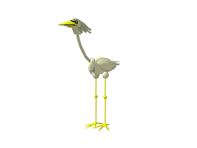 White Stuffed Bird Toy With Long Neck Yellow Beak And Legs 3d model