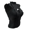 Black Corset Top with High Ruffled Collar Round Cutout and Studded Details
