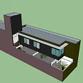 Modern Detached Villa With Large Glass Windows Wooden Entrance And Palm Trees