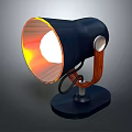Modern Illuminating Table Lamp With Dark Body Orange Shade And Wooden Stand