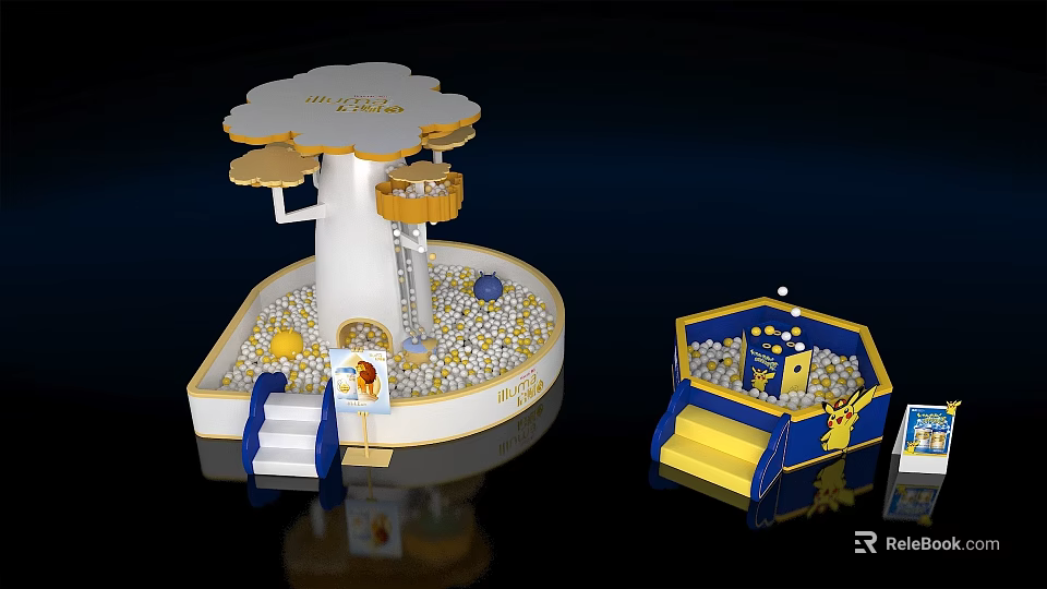 Colorful Indoor Playground Equipment Featuring Slide Ball Pit And Interactive Structures 3d model