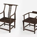 Traditional Chinese Dark Brown Wooden Armchairs Featuring Classic Armrest Design