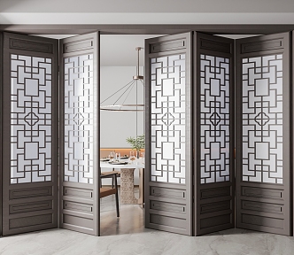 New Chinese Folding Door 3d model