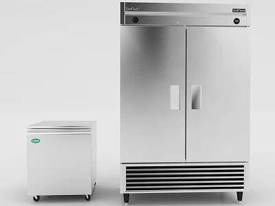 Commercial Stainless Steel Refrigeration Equipment Double Door Fridge And Wheeled Freezer Unit 3d model