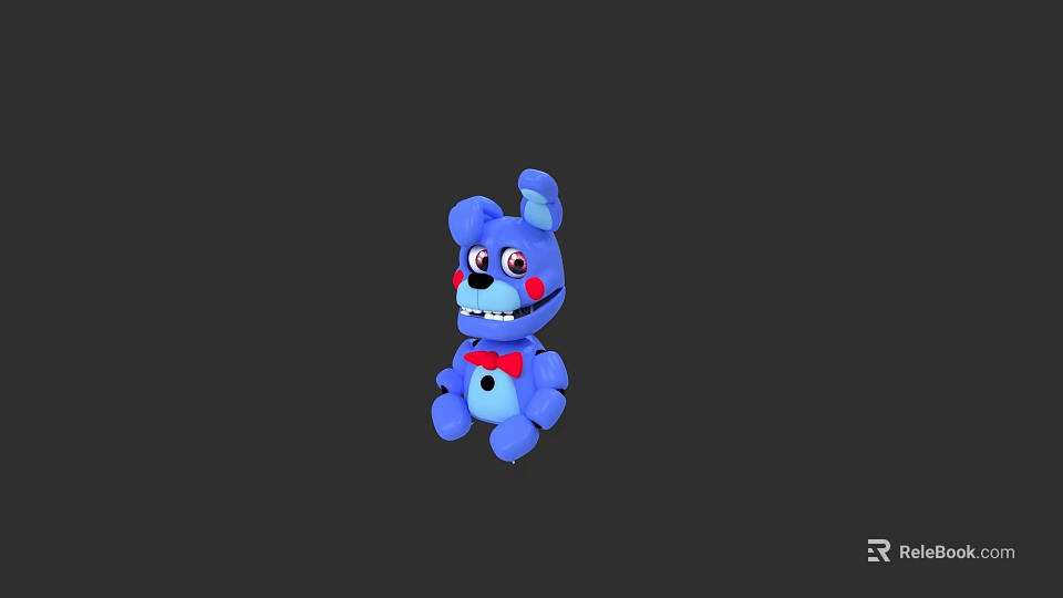 Blue Animated Video Game Character With Red Eyes Red Bow Tie And Friendly Expression 3d model 