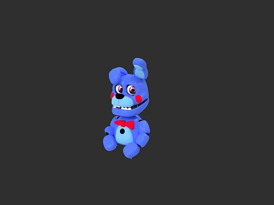 Blue Animated Video Game Character With Red Eyes Red Bow Tie And Friendly Expression 3d model