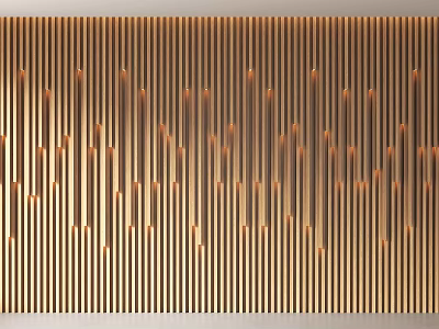 Elegant Modern Background Wall With Vertical Copper Slats And Luxury Design 3d model