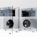 Modern Transparent Headphone Speakers With Acrylic Enclosure And Black Components Design