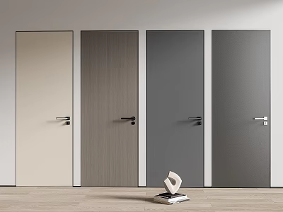Modern Hinged Doors In Beige Wood Gray And Dark Gray With Sleek Design 3d model