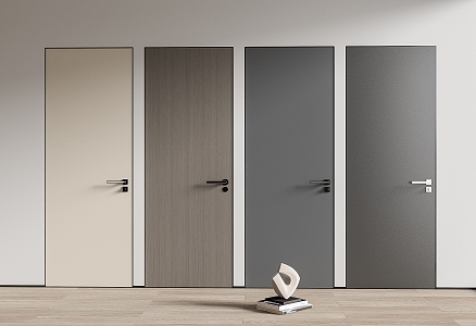 Modern Flat Door Simple Single Door Wooden Door 3d model