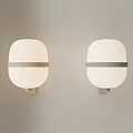 Modern Wall Lamps With White Shades And Metal Frames On Beige Wall