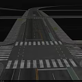 Modern Road Intersection Design With Zebra Crossing And Lane Markings 3d model
