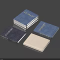 Colorful Standard Books Collection With Blue Dark Blue White Covers Stacked Together