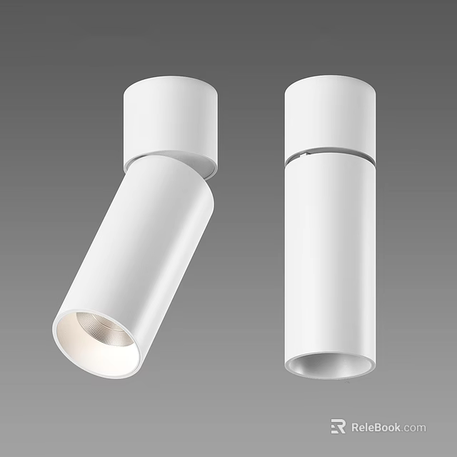 Modern White Downlights and Spotlights with Sleek Cylindrical Design for Interior Lighting Applications 3d model 