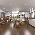 Modern Hair Salon Interior With Styling Chairs Mirrors Wooden Floor Pendant Lights And Reception Desk