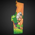 Chicken Rock Arcade Game Machine with Cartoon Characters Green Grass Background and Screen