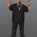 Game Movie Character Wearing Black T-shirt Cross Necklace Bracelet And Black Pants