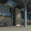 Grand Architectural Exterior With Symmetrical Columns And Open Plaza Under Blue Sky