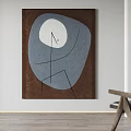 Abstract Art Painting With Geometric Shapes Blue Brown Tones Hanging On Wall Interior Decor 3d model
