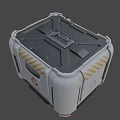 Industrial Equipment Metal Container With Yellow Warning Stripes And Recycling Symbol Structural Design