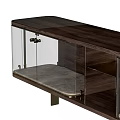 Modern Wooden TV Stand With Glass Panels Drawers And Storage Compartments