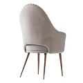 Modern Gray Velvet Leisure Chair With Striped Backrest And Metal Legs