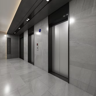 modern elevator hall office elevator room 3d model