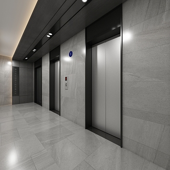 modern elevator hall office elevator room 3d model