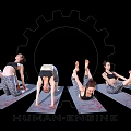 Multiple People Practicing Yoga Poses On Mats With Human Engine Design