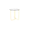 Modern Accent Side Table With Round Marble Top And Gold Metal Frame