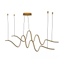 Elegant Modern Golden Curved Wave Design Hanging Ceiling Pendant Light Fixture