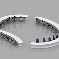 Monitoring Room With Curved Control Consoles Multiple Screens And Blue Office Chairs