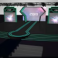 Modern 2019 Event Stage Design With Neon Lights And Large Screen 3d model