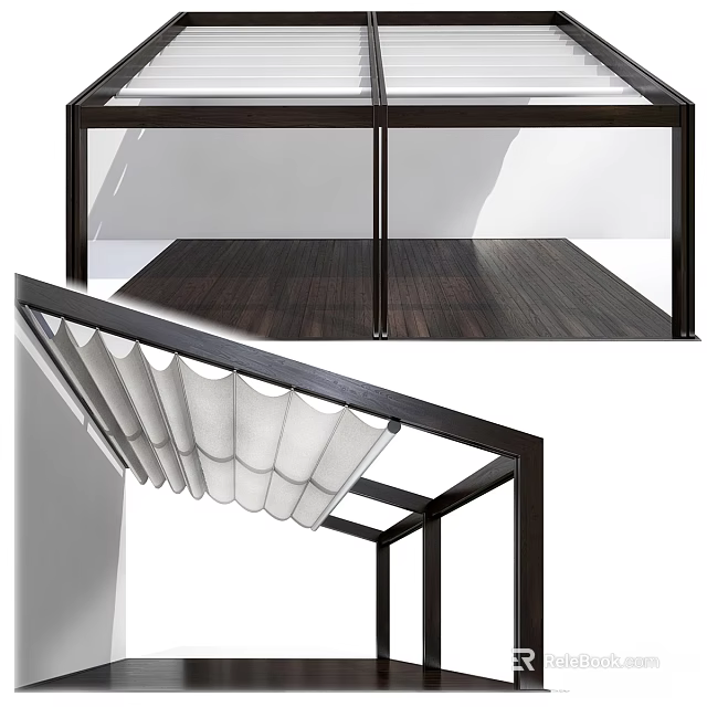Modern Architectural Component With Metal Frame Glass Panels And Foldable Structure 3d model 