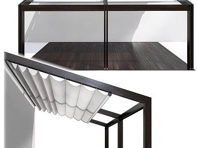 Modern Architectural Component With Metal Frame Glass Panels And Foldable Structure 3d model