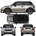 MINI Cooper Silver Two Door Hatchback With Black Roof Round Headlights And Black Alloy Wheels