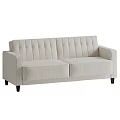 Cream Colored Two Seater Sofa with Tufted Backrest and Dark Wooden Legs 3d model