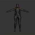 Female Batman Style 3D Character Model With Bat Helmet And Winged Arms
