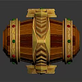 Ornate Hammer Weapon With Golden Details Orange Red Head Green Gemstones White Handle Colorful Ornaments