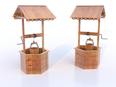 Chinese Old Wooden Fence for Water Well model