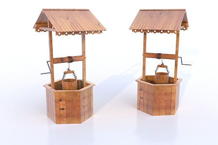 Chinese Old Wooden Fence for Water Well 3d model