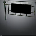 Vintage Green Metal Billboard Frame With Decorative Pillars And Black Panel