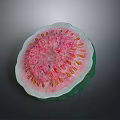 Fresh Cut Guava with Green Skin Pink Flesh and Yellow Seeds