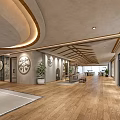Elegant Traditional Tea House Interior With Wooden Floors Wall Art Plants And Ceiling Design