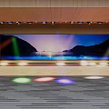 Modern Stage Design With Large Digital Backdrop Scenic Sunset And Colorful Light Projections