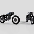 Two Vintage Motorcycles With Classic Chrome Design And Black Tires On White Background